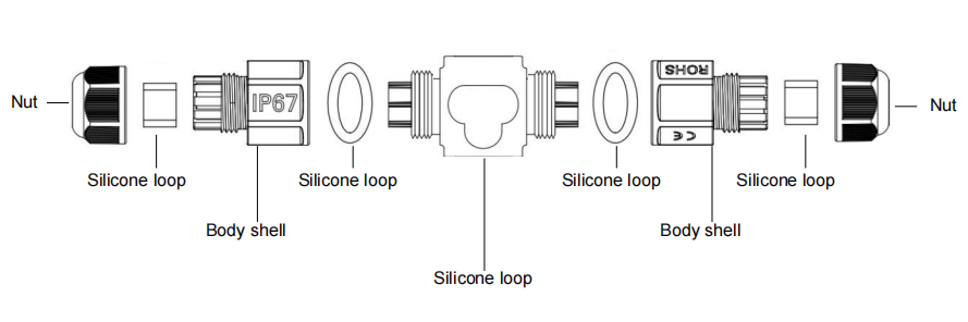 High Current Waterproof LED Connector L20 2 3 4 Pin T Type Straight Screw Fielded Assembly