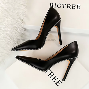 Factory Wholesale Fashion Sexy Women's Shoes Slim High <b>Heels</b> Shallow Mouth Pointed Single-shoe Women - Product Image 3