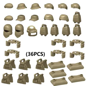 MOC Ausgestatteter Anzug Helm Rüstung Sandsack WW2 Soldaten Zubehör Armee Militär waffen paket Bausteine Ziegel Sets Spielzeug