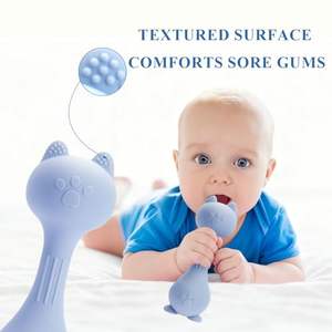 Vente chaude : hochet et anneau <span class=keywords><strong>de</strong></span> <span class=keywords><strong>dentition</strong></span> en silicone <span class=keywords><strong>de</strong></span> qualité alimentaire, sans BPA, sûr, doux, jouet sensoriel éducatif pour nouveau-né, coffret cadeau pour bébé - Product Image 6