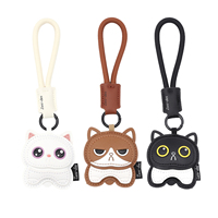 Porte-clés en cuir mignon en forme de chat, pendentif créatif pour sac à dos, décoration de clés de voiture, cadeau animalier
