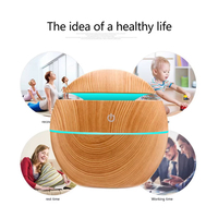 Diffuseur de vase à grain de bois blanc Mini humidificateur à brume fraîche à ultrasons Humidificateurs à grain de bois de forme ronde