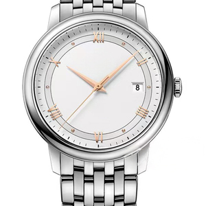 Classic Designer Style White Silk Textured Dial Rose Gold Hands 316L Stainless Steel Date Automatic Mechanical Men Luxury Watch - Product Image 1