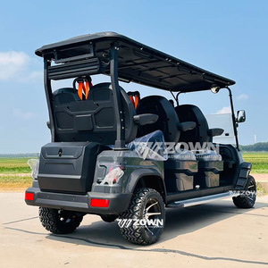 Carrito de Golf Eléctrico Elevado para Seis Pasajeros con Techo Rígido Negro, Parabrisas Dividido y Neumáticos Todoterreno para Lodo, Ideal para Transporte en Resorts - Product Image 3