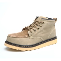 Bottes Martin mi-hautes en cuir véritable pour hommes, style britannique rétro, polyvalentes, pour le travail, la moto et la conduite