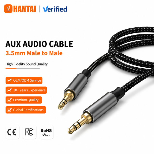 Hi-Fi Stereo 3.5mm to 2.5mm Gold-Plated Braided Nylon Aux Cable with Zinc Alloy Shell Charge & Data Transmission CE for