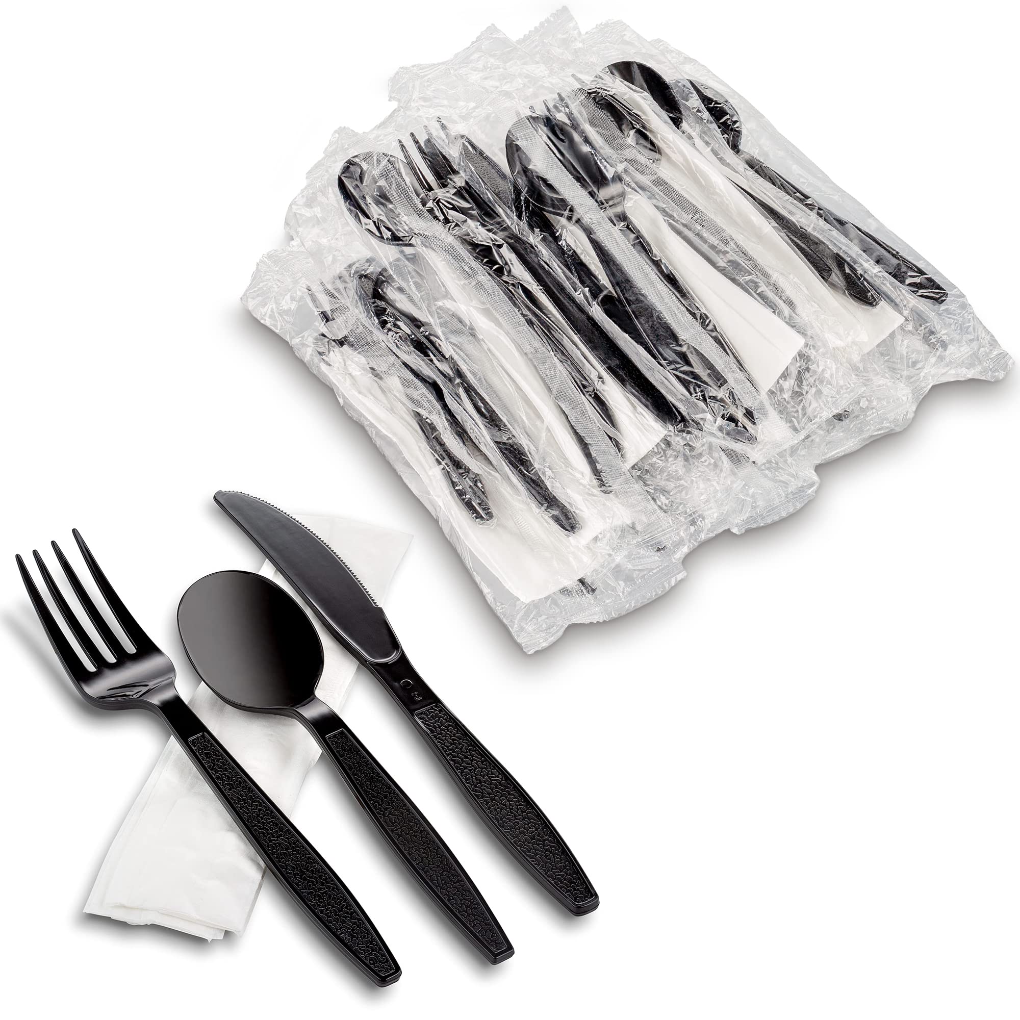 Set di posate in plastica Ps plastica usa e getta confezione singola cucchiaio e forchette utensili coltelli set di posate con tovagliolo