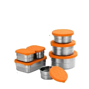热卖不同尺寸汤碗杯不锈钢食品容器带硅胶盖搭配便当盒碗保持食物温暖