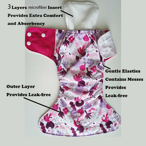Pañales de tela lavables reutilizables ecológicos bolsillo impresos al por mayor impermeable PUL talla única ajustable 3D Prevención de fugas - Product Image 3