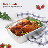 Loyang Panggang Persegi Panjang Stainless Steel, Modern Minimalis, Aman untuk Oven, Tahan Lama, Ramah Lingkungan, Mudah Dibersihkan, untuk Kue dan Panggang