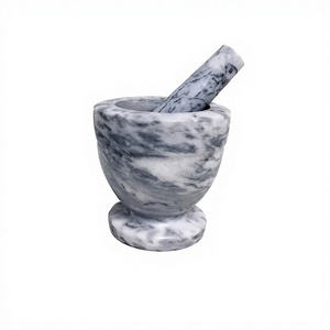 Marble Mortar And Pestle Set For Home Kitchenware Spice <b>Pepper</b> Crusher Herbs <b>Grinder</b> Tools From India - Product Image 1