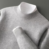 Pull en cachemire pour homme personnalisé, col semi-haut, tricoté, pour l'automne et l'hiver