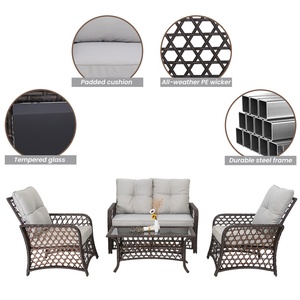 Classique Antique Jardin Extérieur Patio <span class=keywords><strong>Balcon</strong></span> Commerciale D'hôtel Salon Canapé Canapé avec Coussins - Product Image 3