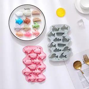热销冰淇淋模具与6种不同的海鱼造型硅胶巧克力冰模布丁蛋糕环氧模具