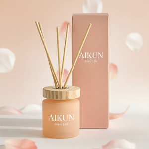 Aikun Low MOQ 100ml Frosted Cylinder Glass Screen Logo Pink Any Scent Lasting <b>Reed</b> <b>Diffuser</b> Gift Box Set <b>for</b> Holiday Buyer - Product Image 1
