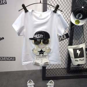 เสื้อผ้าเด็กคุณภาพสูงขายส่ง ชุดเสื้อยืดครอปและกางเกงยีนส์ขาสั้นสำหรับเด็ก - Product Image 3