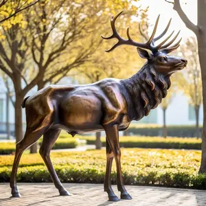 Antique Bronze Carving Manufacturer Bronze Antelope Statue Bronze Gold Deer Sculpture