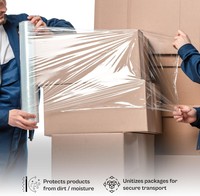 Rollo de Película Estirable de Polietileno (PE) de Grado Profesional, Resistente a la Humedad, 45 cm de Ancho, para Envoltura de Palés, Envío Industrial