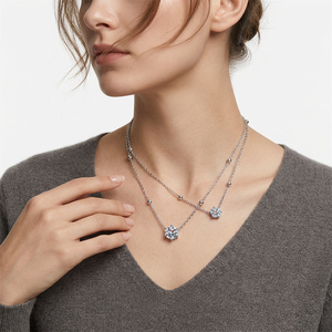 BINSHUO Collier Pendentif Flocon de Neige en Argent Sterling Plaqué Platine S925, Sertissage Six Griffes, Moissanite 0,5 Carat, Haute Qualité, Classique - Product Image 5