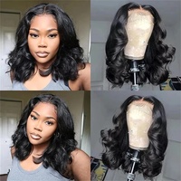 Perruques Courtes Bob Ondulées Style Birman, Cheveux Humains Naturels, Sans Colle, Cheveux Bruts Vietnamiens, Perruques Lace Front pour Femmes Noires, Perruques Frontales HD Lace