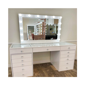 Hot Selling Bedroom Dressing Table <strong>Desk</strong> Makeup Vanity <strong>Set</strong> With Led Light Mirror And Power Socket 14 Hollywood Bulbs Illuminated - Product Image 3