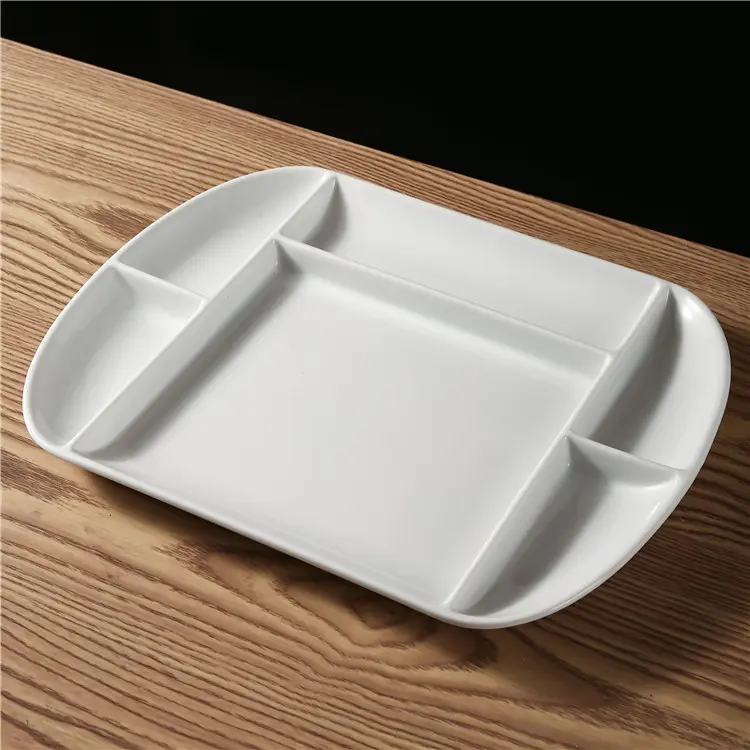 High Quality Ceramic Serving Plates Eco-Friendly Divided Food Dishes for Home Hotels Restaurants