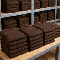 Pull-over en maille texturée marron foncé à col montant et manches longues pour femme, couleur unie, vente en gros OEM ODM
