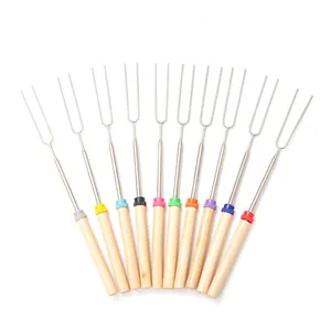 Hot Selling 32 Inch Extendable Forks Stainless Steel Campfire MarShmallow Roasting Sticks With Bag