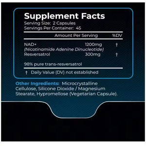 Capsules liposomales OEM 1500mg NAD+resvératrol pour améliorer l'immunité, stimuler la résistance et favoriser un vieillissement sain chez les adultes - Product Image 4