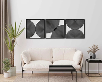 Ensemble de 3 tableaux muraux en bois de style bohème pour la maison, cadeau, grand format, style moderne du milieu du siècle, art mural en bois moderne du milieu du siècle