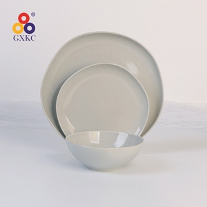 GXKC Service de vaisselle émaillé <span class=keywords><strong>gris</strong></span> <span class=keywords><strong>clair</strong></span> en grès irrégulier et assiettes en céramique avec sésame - Product Image 5