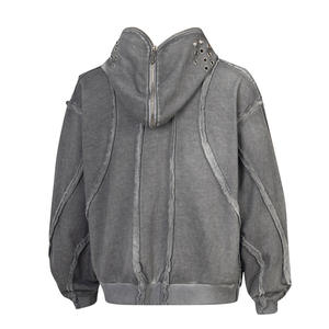 Cardigan à capuche zippé THUG CLUB en coton uni, coupe ample, style Ninja masqué, pour l'automne – Veste <span class=keywords><strong>de</strong></span> <span class=keywords><strong>marque</strong></span> tendance - Product Image 2