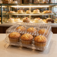 Boîtes à cupcakes personnalisées pour fête d'anniversaire, contenants en PET recyclé de qualité alimentaire, boîte d'emballage en plastique transparente ronde en forme de dôme, 1/2/4/6 compartiments