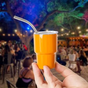 Tasses à café populaires personnalisées en acier inoxydable de 2 oz et 3 oz, mini-gobelets mignons avec paille et couvercle - Product Image 4