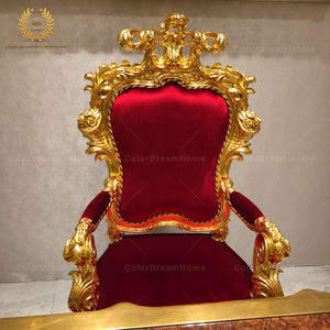 Hoàng Gia tay khắc đồ nội thất phòng khách ghế và bàn <span class=keywords><strong>Baroque</strong></span> sang trọng vàng Ghế ăn với cánh tay - Product Image 4