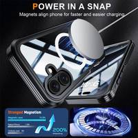 Étui de téléphone portable en verre trempé 9H de haute qualité pour iPhone 16 Plus 15 Pro Max Transparent 360 couverture de charge magnétique