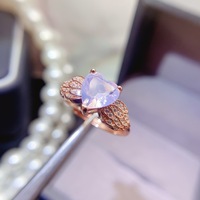 Factory Wholesale Hot Sale Luxury 925 Sterling Silver Gold Plated Natural Lavender Ring Women's Wedding Anniversary Party Gift