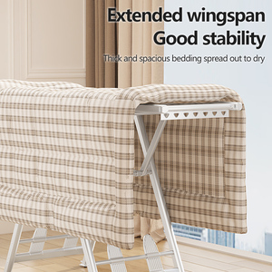 <span class=keywords><strong>Séchoir</strong></span> <span class=keywords><strong>à</strong></span> <span class=keywords><strong>linge</strong></span> pliable avec <span class=keywords><strong>roulettes</strong></span>, <span class=keywords><strong>séchoir</strong></span> <span class=keywords><strong>à</strong></span> vêtements robuste en métal, <span class=keywords><strong>séchoir</strong></span> <span class=keywords><strong>à</strong></span> <span class=keywords><strong>linge</strong></span> autoportant extra-épais - Product Image 3