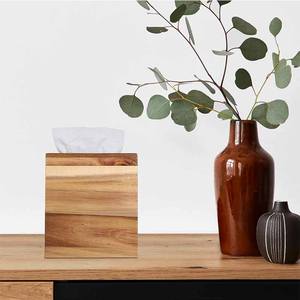 Couvercle de boîte à mouchoirs en bois d'acacia Couvercle de boîte à mouchoirs carré décoratif - Product Image 4