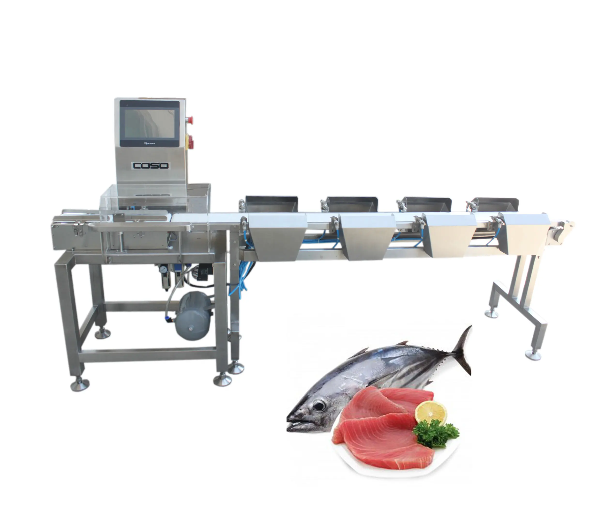 Cá tự động Trọng lượng học sinh lớp phân loại checkweigher máy cho ngành công nghiệp tôm hải sản Gói Nhanh đa cấp SORTER