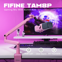 Fifine TAM8 Kit de microphone XLR professionnel micro de jeu RGB filaire dynamique USB pour les jeux Youtube diffusion en direct