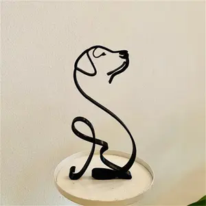 Escultura de arte abstracto de perro de Metal, adornos de perro de hierro forjado, escultura de Arte de Metal de perro Chihuahua