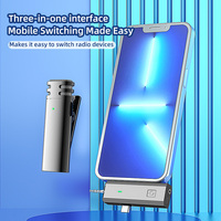Microphone sans fil 3-en-1 double mini-cravate omnidirectionnel avec suppression du bruit pour iPhone, Android, appareil photo, interviews et diffusion en direct
