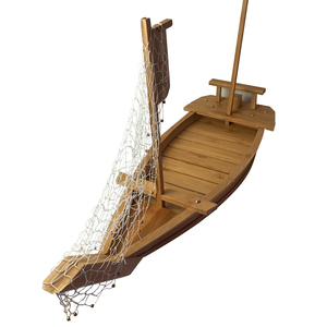 31.5นิ้วสีเข้มขึ้นเรือแสดง<span class=keywords><strong>ซูชิ</strong></span>ไม้ไผ่ขนาดใหญ่พร้อมตาข่ายและธง - Product Image 3