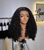 Perruque bouclée Pixie volumineuse en cheveux humains vierges bruts à cuticules alignées, densité 220 %, sans colle, avec dentelle frontale HD SDD, pour femmes, vente en gros
