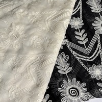 Tissu en maille florale respirant et hydrosoluble, dentelle 100% coton pour robe brodée ou hawaïenne, tissu en coton