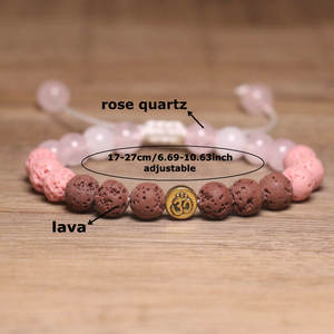 Braccialetto con Cristalli Curativi dei 7 Chakra, Pietra Naturale 8mm, Roccia Lavica e Quarzo Rosa con Elastico, Gioiello alla Moda per Donne - Product Image 5