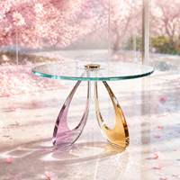 Table d'appoint/finale en cristal K9 irisé, design Art Déco sculptural, pour mariage et décoration intérieure, mobilier de luxe moderne
