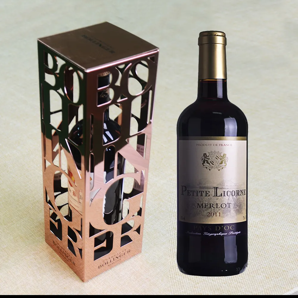 Benutzer definierte Luxus leere Wein Metall behälter Flasche Paket Metall dosen Square Deep Wine Box