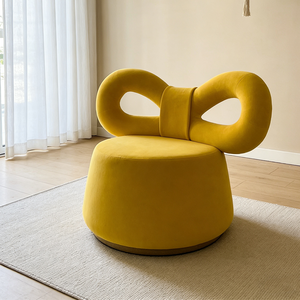 <span class=keywords><strong>Fauteuil</strong></span> individuel moderne en velours jaune avec nœud papillon, design créatif en forme de papillon, pour salon et chambre à coucher - Product Image 5
